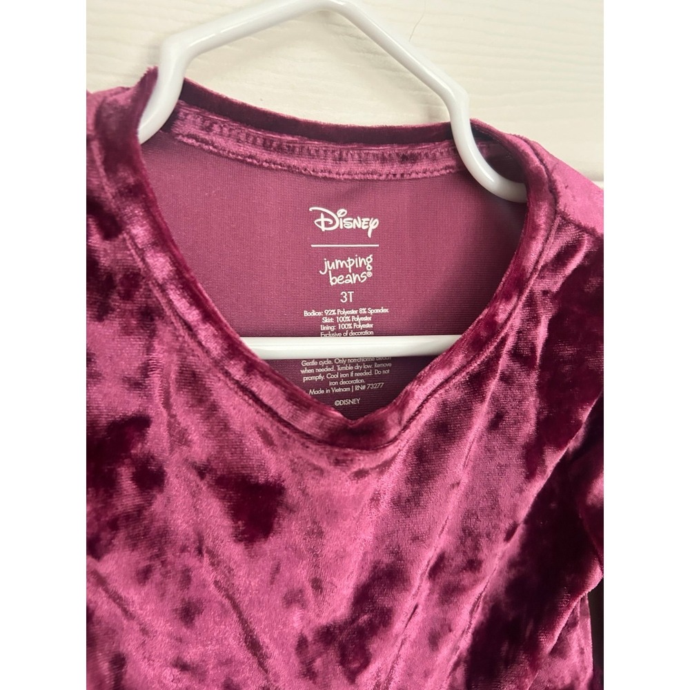 Disney Minnie Mouse Velvet Purple Long Sleeve Tulle Dress 3T - Picture 2 of 5